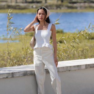 Uniqlo Cotton Shirred Sleeveless Blouse